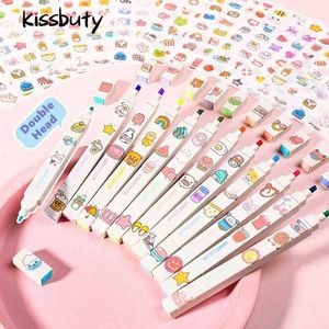 12pcswatercolor rush S 6pcs/Set Super Spect Tip Маркер маркер DIY Photo Almage Journal Kawaii Цветная флуоресцентная школьная канцелярские товары P230427