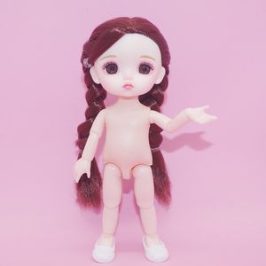 Dolls 16cm BJD 13 Movable Jointed Cute Big eyeball Little Boy Girl Head Doll with shoes for Girls Toys Nude Body Fashion Gift 230427