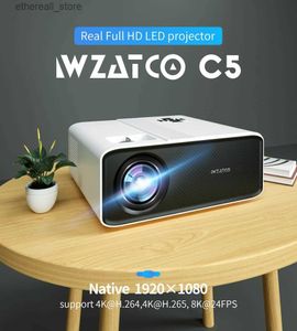 Проекторы WZATCO Большая скидка 1080P Full HD LCD LED Видео ТВ проектор Портативный домашний кинотеатр Кинопроектор Проектор 200-дюймовый экран Q231128