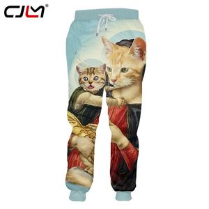 Брюки CJLM, полиэстеровые спортивные штаны, мужские брюки в стиле хип-хоп «Волшебник лап», штаны с котом, милые брюки с 3D принтом, обеспокоенный кот, бесплатная доставка, брюки