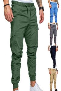 MEN039S Pantolon 2021 Yeni Sıradan Erkekler Joggers Pants Pamuk Keten Kargo Düz Renk Elastik Uzun Pantolon Askeri Pantolon MA GGINGS S6816525