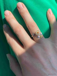 Anéis de casamento giratórios giratórios anéis de girassol para mulheres homens aço inoxidável aberto ajustável anel de ansiedade fidget jóias melhor presente para ela r231128