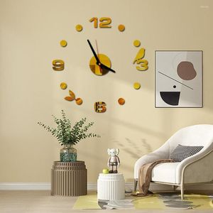 Duvar Saatleri 2023 Aydınlık Çok Stilli DIY Saat Akrilik Ayna Çıkartmaları Çerçevesiz Dilsiz Yuvarlak İzle Ev Dekor Trendy