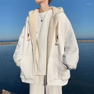 Erkek Ceketler Erkek Moda Retro Tide Lamb's Yün Cochet Suit Ceket Sıradan Gevşek Sonbahar Kış Kışlı Sıcak Yumuşak Baskı Mektupları Ceket