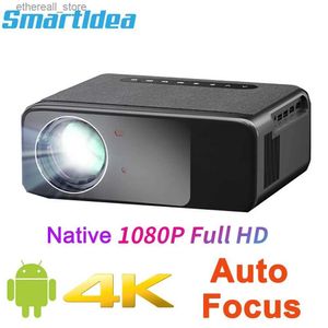 Проекторы Smartldea Native 1080p Smart Projector с автофокусом Android9.0 5G WIFI BT5.1 Домашний кинотеатр Кинотеатр Android Beamer LED 4K проектор Q231128