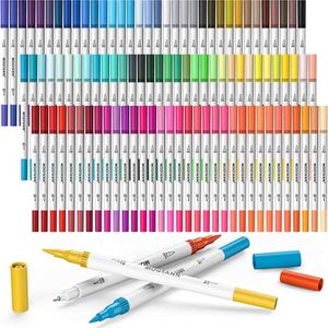 12pcswatercolor Dual Pens 100 Colors Marker Brush Bine Tip Marker для детей для взрослых раскраски Art Supplies P230427