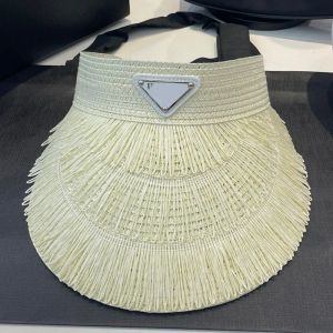 Tasarımcı Pradity Ball Caps Kadınlar Klasik Mektup P Ters Üçgen Standart Saman Örgü Boş Top Hat İlkbahar ve Yaz UV Gölgeli Saman Şapkası Tur Touring Beach Sun Hat - A