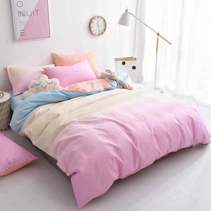 Comforters Bedding Sets Cotton Four-piece Set Single and Double Girl Heart Macaroon Color Gradient Bed Sheets Quilt Cover Beddingbedding