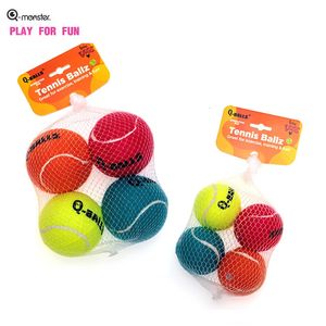 Köpek oyuncakları köpek oyuncak seti q-canavar kalın duvarlı doğal kauçuk gıcırtılı çiğneme topları köpekler için tenis interaktif kabarık toplar 4 paket 231129