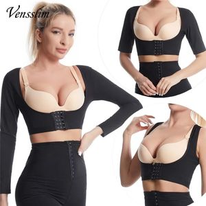 Kol şekillendiricisi üst kol şekillendiricileri sıkıştırma uzun kollu kadın kollar sauna shapewear omuz göğüs desteği push yukarı yağ ter korse 231128