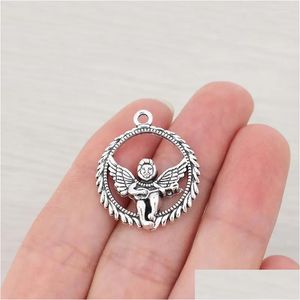 Takılar 10 x Tibet Sier Music Angel DIY NEKcklace Bilezik Yapma Bulguları Yapma Aksesuarları 30x25mm Bırak Deli DHEGD