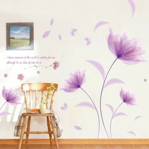 Duvar Çıkartmaları Çıkartma Romantik Mor Çiçekler Yatak Odası Ev Dekoru Sanat Çıkartmaları Arka Plan Duvar Kağıdı Dekorasyonu 231128