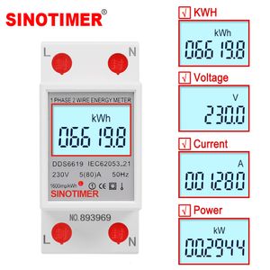 Energy Meters Single Phase Two Wire LCD Digital Display Wattmeter Power Consumption Electric Meter kWh AC 230V 50Hz Din Rail 230428