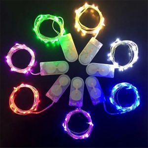 Şeritler LED şerit 1-5m 20-100 peri ışık ipi açık çelenk Noel Düğün Dekorasyon Pil İşletilmiş Gümüş Bakır