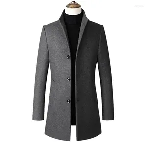 Мужские куртки, повседневная шерстяная куртка, осенне-весеннее шерстяное пальто, облегающее однобортное длинное пальто в горошек, пальто Palto