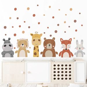 Duvar Çıkartmaları Karikatür Boho Bebek Hayvanları Çocuklar İçin Zürafa Ayı Oda Kreş Yatak Odası Ev Dekoratif Sticker 231128
