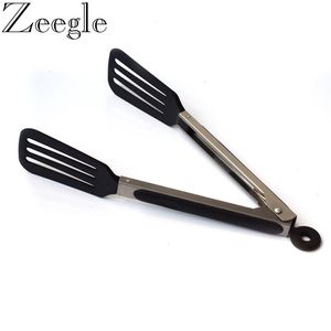 Zeegle Stainless Steel Food Tongs, BBQ Accessories, Kitchen Utensils, Nonstick Silicone Grip, Salad Grill Serving Set, 10 Inch Bread Clamp
