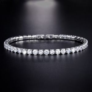Trendy Kristaller Kadın Bilezik Mücevherleri 925 STERLING Gümüş CZ Tenis Bilezik Zincirleri Düğün Moda Rhinestones Takı Bayanlar Parti Hediyesi Al7425