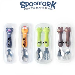 Cups Dishes Utensils Tableware Cartoon Kids Spoon and Fork Set Dessert Spoon for Children Fork Baby Gadgets Feedkid Children's Cutlery for Kids P230314