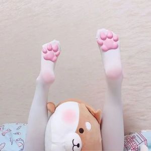Sexy meias gótico lolita bonito 3d gato pawpad coxa alta y2k jk harajuku pata meia garra sobre o joelho longo 231129