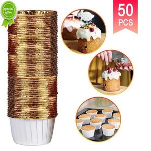 Yeni 50pcs Büyük Cupcake Paper Cup Petrol Popsame Cupcake Liner Pişirme Kupası Tepsisi Kılıf Düğün Partisi Caissettes Golden Muffin Sargı Kağıdı