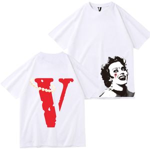 Vlone T Shirt 22SS Fashion Vlones CO Limited Turuncu 999 Büyük V Baskılı Kısa Kollu Tişört Erkek ve Kadınlar BF High Street Yarım Kollu