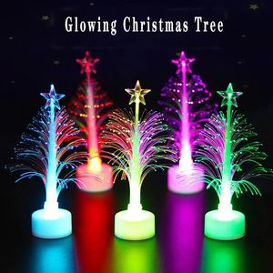 Christmas Decoration Toys LED Colorful Bedroom Bedside Night Lights Glowing Christmas Tree Flash Fiber Optic Tree Kids Christmass Gifts DHL
