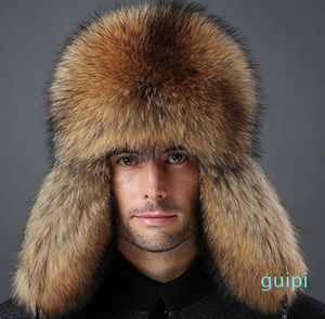 Beanie/Kafatası Şapkaları Tasarımcıları Kadın Kapaklar Erkek Gerçek Tilki Kürk ve Gerçek Deri Şapka Rus Ushanka Kış Sıcak Avcısı Trapper Bomber