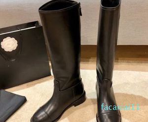 Neue Luxus-Knight-Stiefel für Damen, flacher Reiter, echtes Leder, Reißverschluss hinten, warm halten, Damen über dem Knie