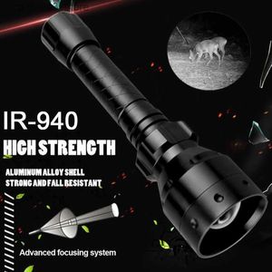 Meşaleler T50 Kızılötesi IR Flashlight Uzun menzilli Zoomable 940Nm LED Menzil Radyasyon Taktik El feneri Meşalesi Avlanma için Gece Görüşü Q231130