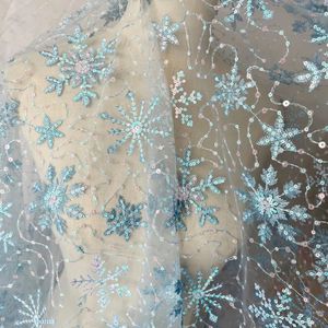 Kumaş 3/5/10yard mavi kar tanesi payet işlemeli tül kumaş örgü dikiş için kadın etek elbise elbise çocuk giyim bahçesi 231129