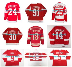 Bob probert sergei fedorov özel ccm gerileme kanatları hokey forması Darren McCarty Nicklas Lidstrom Paul Coffey Steve Yzerman Brendan Shanahan Howe Kırmızı Boy S-4XL