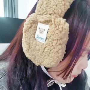 Kulak Muffs Koreli Sevimli Ayı Peluş Earmuff Katlanabilir Dantel Çanta Kapak Isıtıcı Sonbahar Kış Kadın Kulaklıkları Sıcak Tut 231130