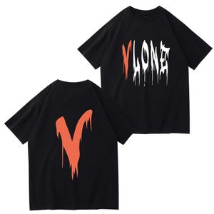 Vlone T Shirt Vlones Sis Pop Dumanı Kısa Kollu Gevşek Yuvarlak Boyun Junior Öğrenci Tişörtleri Yüksek Sınırlı Büyük V Tshits