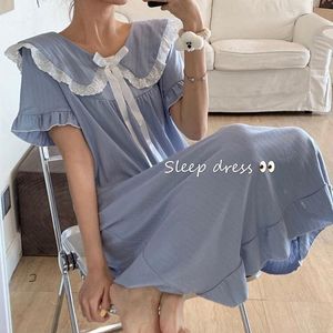 Kadın pijama qweek prenses tarzı geceleme kadınlar gece kıyafetleri Japon kawaii gecelik dantel yay sleepdress yumuşak ev giymek rahat