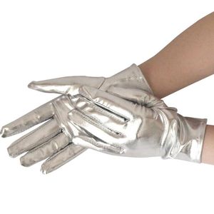 Пять пальцев перчатки 1 пара Серебряное сексуальное запястье латекс Женщины мокрый вид.