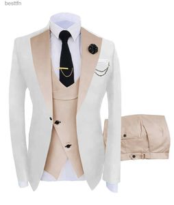 Erkekler Suits Blazers (Ceket + Yelek + Pantolon) Erkekler için Takımlar 2023 Sıradan İş Kıymet Takım Üst düzey Sosyal Resmi Takım 3 PCS Set Damat Düğün Menl231130