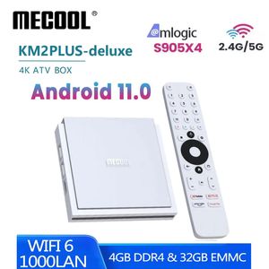 2024 Yeni Mecool KM2 Plus Deluxe Android 11 TV Kutusu Amlogic S905x4 4GB 32GB Google Sertifikalı Netfil 4K ATV Kutusu 5G WiFi 6 Doby ATM0S Ses TVBox