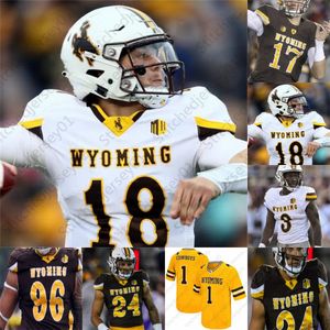 Özel Wyoming Futbol Jersey Koleji 17 Josh Allen 6 Xazavian Valladay 15 Levi Williams Isaiah Neyor Bertagnole Charles Hicks Solomon Byrd Erkek Kadın Gençlik