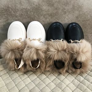 Terlik terlikleri kış çocuklar kürk prenses ayakkabıları kız bebek marka deri slaytlar çocukları ters damlalıklara kayar yürümeye başlayan moda elbise erkek ayakkabılar 231130