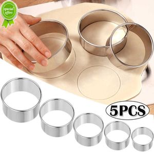 5PCS Round Stainless Steel Biscuit Mold Dumpling Skin Cutter DIY Baking Tools