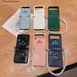 Cep Telefon Kılıfları Klasik Tasarımcı Timsah Cilt Mobil Kılıf Samsung Z Flip 4 3 Polonya Pu Deri Koruma Kabuğu İnci Flip3 Z230731 Q231130