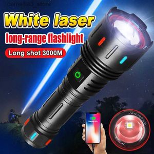 Meşaleler En Yeni Beyaz Lazer Süper Güçlü El Feneri 6800LM Şarj Edilebilir Torch Light XHP90.2 Yüksek Güçlü LED Fener Tactical Lantern Q231130