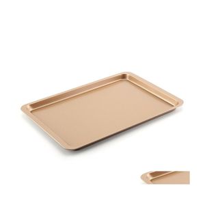 Backformen Pfannen Carbon Steel Sheet Pan 14-Zoll-Kuchen-Plätzchen-Pizza-Tablett-Platte Rose Gold Nonstick Rec Vt Drop Lieferung Hausgarten Dhnus