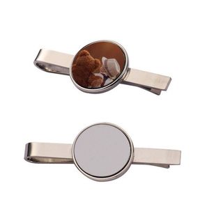 Tie Clips Fashion Diy Sublimation Blank Designer Accessory Round Shape Copper Jewelry For Man Business Sier Clip Fathers Day Dad Bir Dh96U
