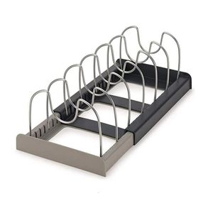 Cooking Utensils 7 Dividers Stainless Steel Kitchen Pot Lid Holder Expandable Pan Organizer Rack Drawer Type Adjustable Organize sfr 230201