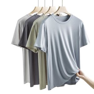 Erkek Tişörtler% 94 Modal% 6 SPANDEX Yaz Kısa Kollu T-Shirt Erkekler Mürettebat Boyun Düz Renk Sıradan iç çamaşırı markası Yüksek Kalite Erkek Giyim Yeni Y2302