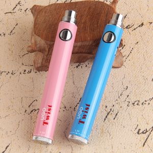 5pcs ugo Twist 510 Батарея испаритель батарея эвод эго переменное напряжение vv vape 650mah 900mah ecig pen Поставляется с USB -зарядным устройством