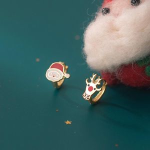 Çember Küpeler Noel Tarzı Sevimli Asimetri Noel Baba Geyiği Kadın Doğum Günü Partisi Noel Hediyeler Takı