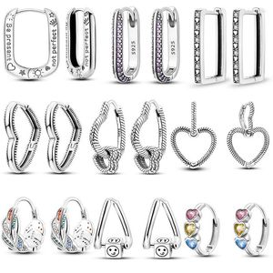 Hoop Earrings 2023 Trendy 925 Sterling Silver U -shaped Heart For Women Girlfriend Wedding Fine Jewelry Luxury Gift